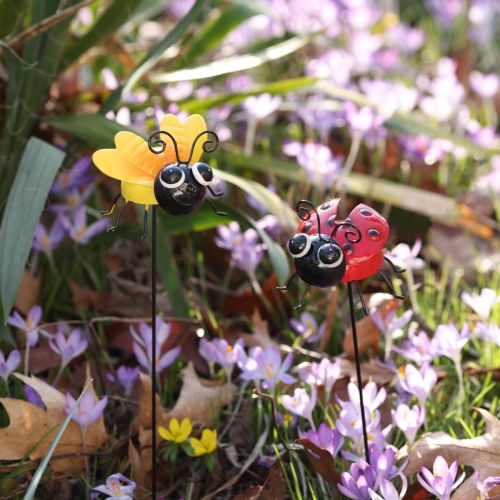 Floristik24 Ladybug and Bee with Stick Garden Decoration Metal 46cm 2pcs
