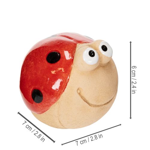 Product Ladybug decorative ceramic figure for cheerful garden decoration and windowsills, 7cm, 3 pieces