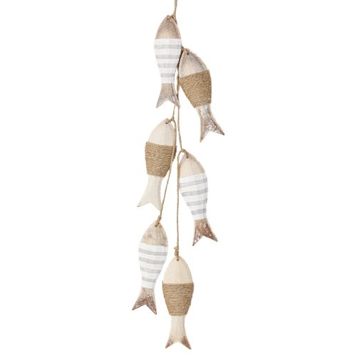 Floristik24 Maritime decoration hanger with 6 wooden fish for hanging 88cm