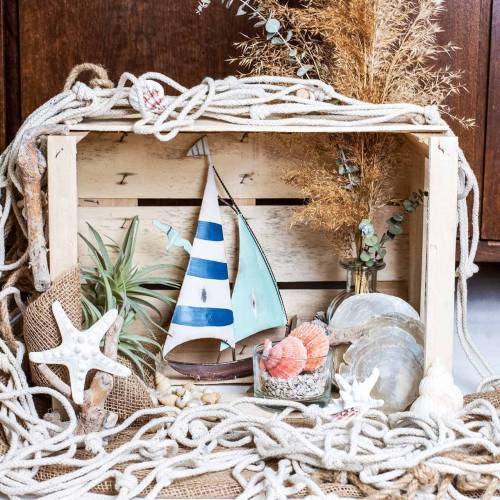 Floristik24 Maritime decoration fishing net with shells natural 400 × 150cm