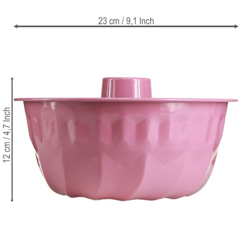 Product Metal decorative bowl, baking mold, Bundt cake pan, pink, Ø23cm, H12cm