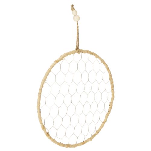 Floristik24 Boho metal decorative ring, silver, Ø28cm with natural raffia, set of 4 - hanging decoration, wall decoration