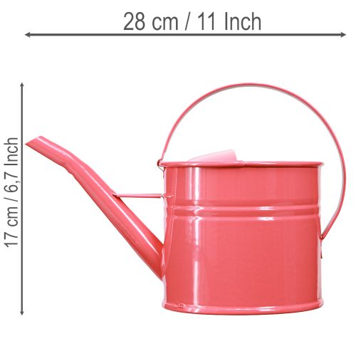 Metal decorative watering can, pink flower pot, 1.25l, indoor/outdoor, balcony | Floristik24.ie