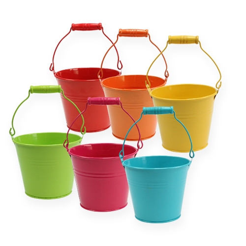 Floristik24 Bucket Ø12cm H10cm 8pcs different colors