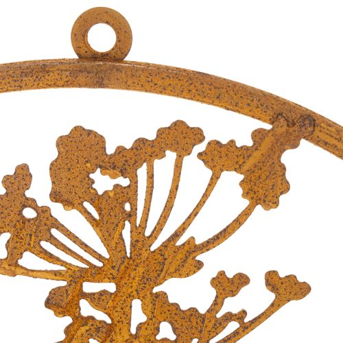 Metal ring, rusted metal, decorative ring, wall decoration, dill sprig, Ø38cm | Floristik24.ie