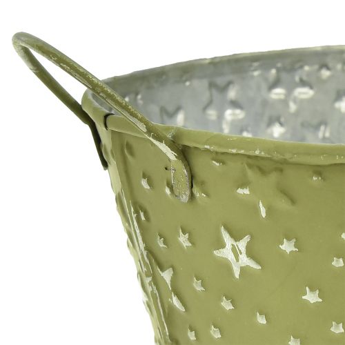 Product Metal bowl oval stars and handles green 31×16cm H12,5cm