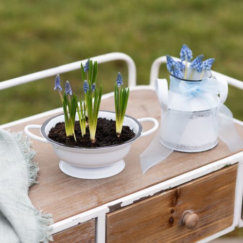 Floristik24 Metal Bowl Decoration White Black Ø16.5cm H6.5cm 4pcs