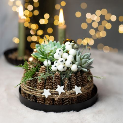 Floristik24 Metal Tray Round Candle Tray Black Ø20cm H2.5cm 2pcs