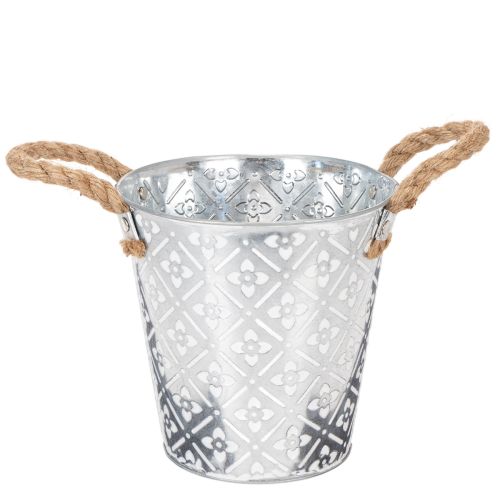 Metal planting pot, flower pot with handles, planter with floral pattern Ø18cm buy online | Floristik24.ie