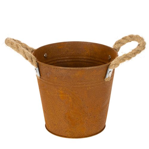 Metal pot with handles, herb pot, rust decoration Ø16.5cm H15cm | Floristik24.ie