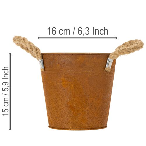 Metal pot with handles, herb pot, rust decoration Ø16.5cm H15cm | Floristik24.ie