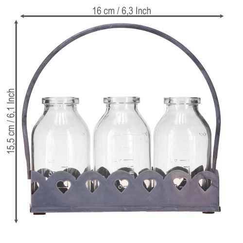Product Mini Bottle Decorative Vase Tray Rectangular Grey 15.5x6cm