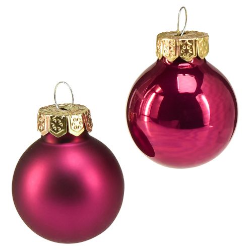 Mini glass balls Christmas tree balls pink Ø2.5cm 22 pcs