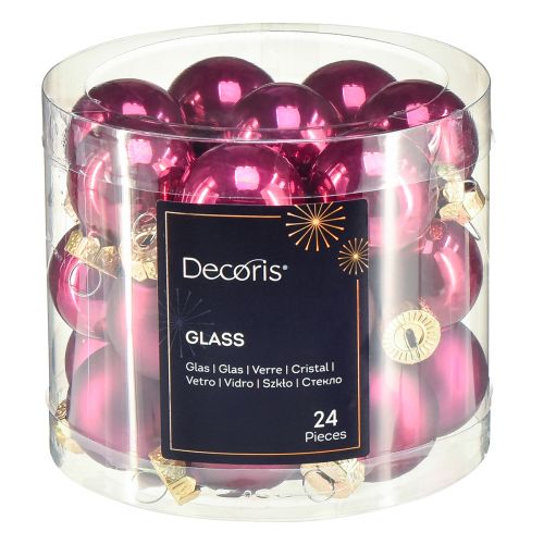 Product Mini glass balls Christmas tree balls pink Ø2.5cm 22 pcs