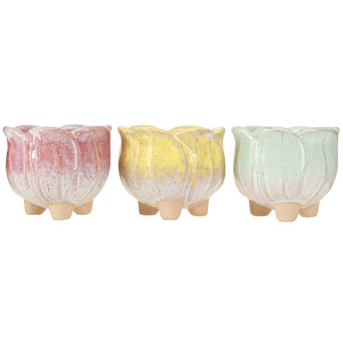 Product Mini planter ceramic pot flower assorted Ø8cm H7cm 3pcs