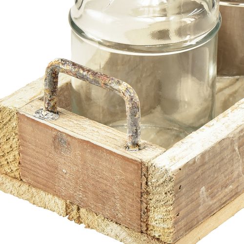 Product Mini Vases Glass Decorative Tray Wood Vintage 16x10x14cm Set