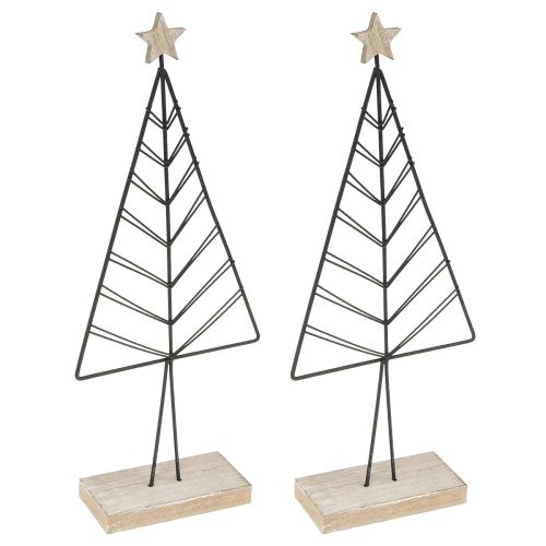 Mini Christmas tree metal wood black natural 28cm 2pcs