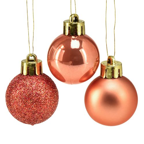 Floristik24 Mini Christmas tree balls orange shatterproof Ø3cm 14pcs