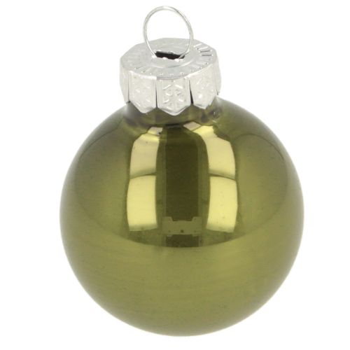 Product Mini Christmas baubles Glass Green Silver Grey Ø3cm 22pcs