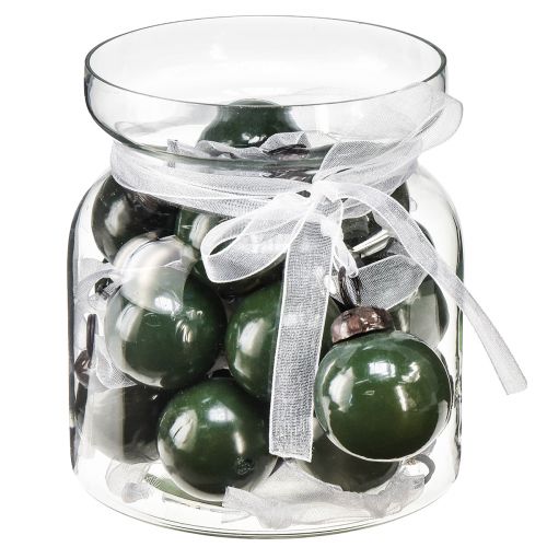 Floristik24 Mini Christmas balls glass balls green Ø3cm 18 pcs in glass