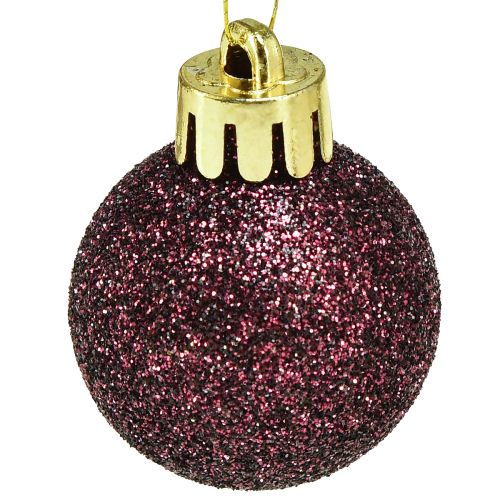 Product Mini Christmas Balls Purple Plastic Ø3cm H3.5cm 14 pcs