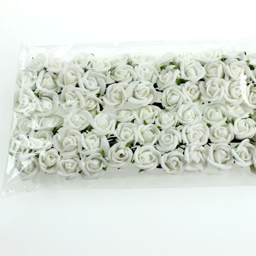 Floristik24 Mini foam roses Ø 1.5cm white 72 pcs