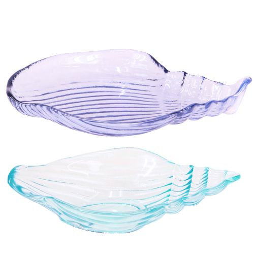 Product Shell plate decorative snail glass bowl blue 19.5/21cm 2pcs