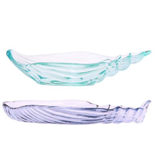 Product Shell plate decorative snail glass bowl blue 19.5/21cm 2pcs