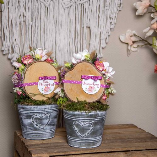 Floristik24 Flower pot shabby chic planter metal heart Ø17cm H13.5cm