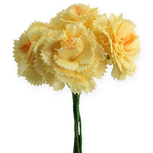 Floristik24 Artificial decoration carnation yellow 6pcs