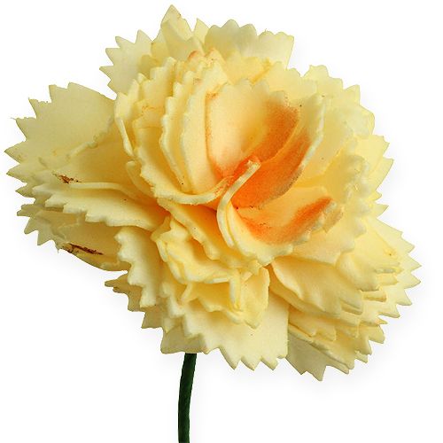 Floristik24 Artificial decoration carnation yellow 6pcs