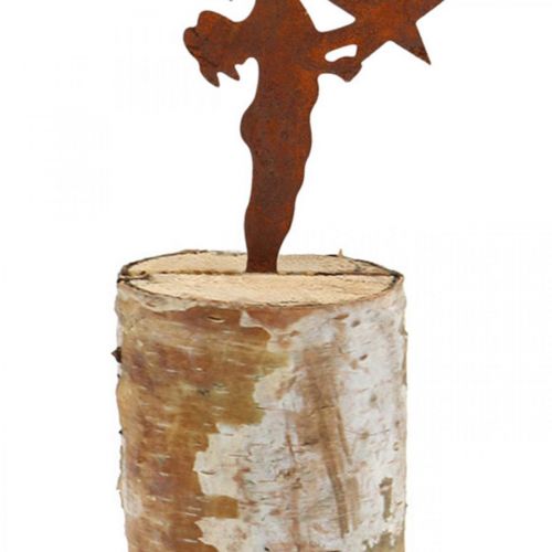 Floristik24 Angel rust decoration with stars on birch wood trunk H21cm