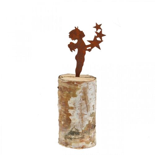 Floristik24 Angel rust decoration with stars on birch wood trunk H21cm
