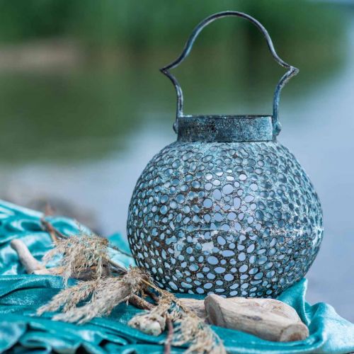 Floristik24 Metal wind light, lantern, candle holder antique look Ø15cm H22cm
