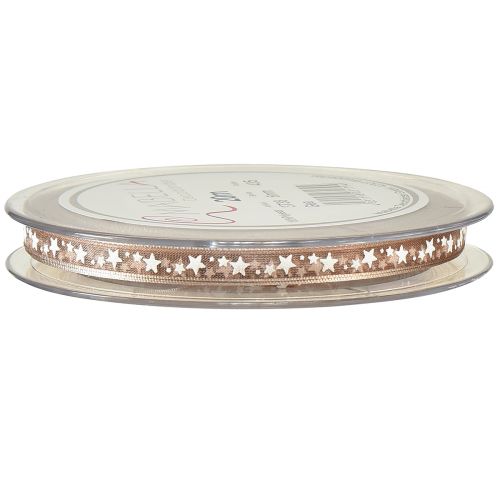 Product Organza ribbon beige with white stars Christmas ribbon 6mm 20m