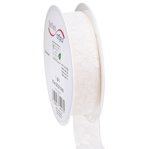 Floristik24 Organza ribbon flower gift ribbon cream 25mm 18m