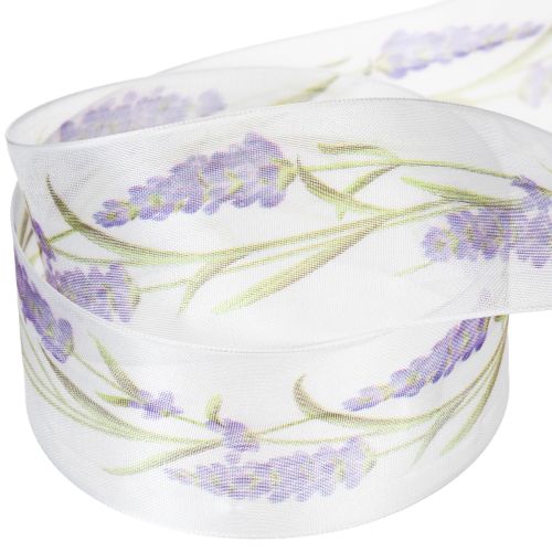 Product Organza ribbon, chiffon ribbon, decorative ribbon, lavender, 40mm, 20m