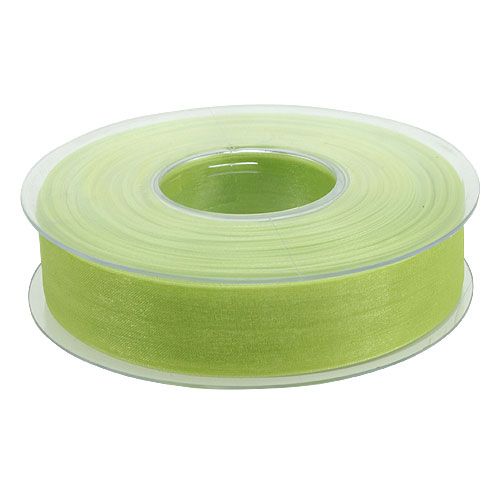 Floristik24 Organza ribbon with selvedge 2.5cm 50m light green