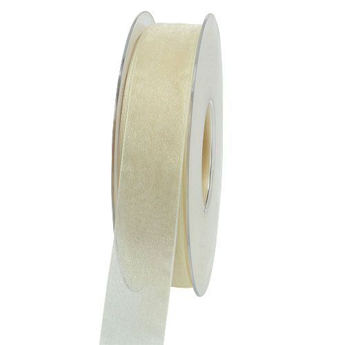Floristik24 Organza ribbon with selvage 2.5cm 50m cream
