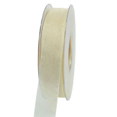 Organza ribbon with selvage 2.5cm 50m cream