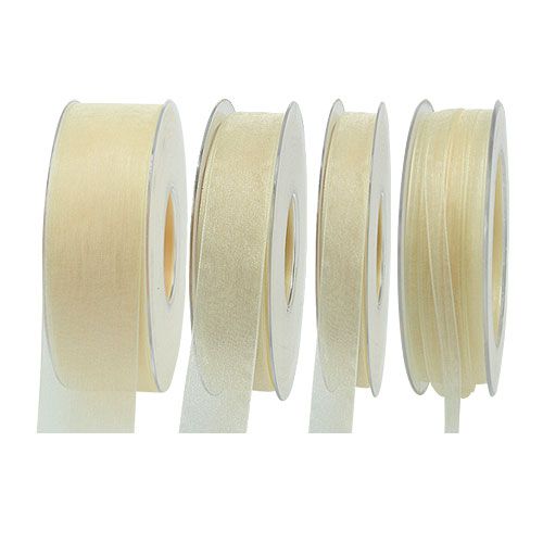 Organza ribbon with selvedge 50m cream