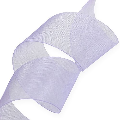 Organza ribbon with selvedge 4cm 50m light purple