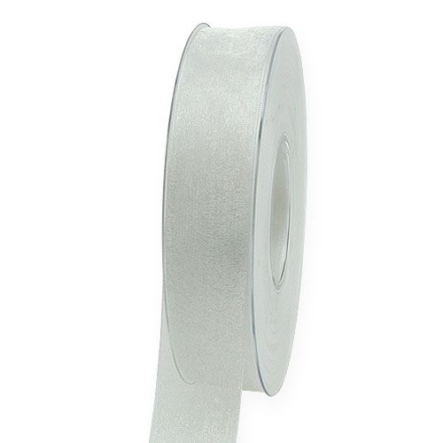 Product Organza ribbon gift ribbon white ribbon selvage 25mm 50m