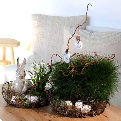 Floristik24 Easter Eggs for Hanging Feathers Rabbits Metal 5×7cm 8 pcs