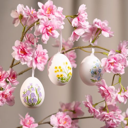 Product Easter eggs with delicate floral motifs for festive Easter decoration in the living room, 6cm, 6 pieces