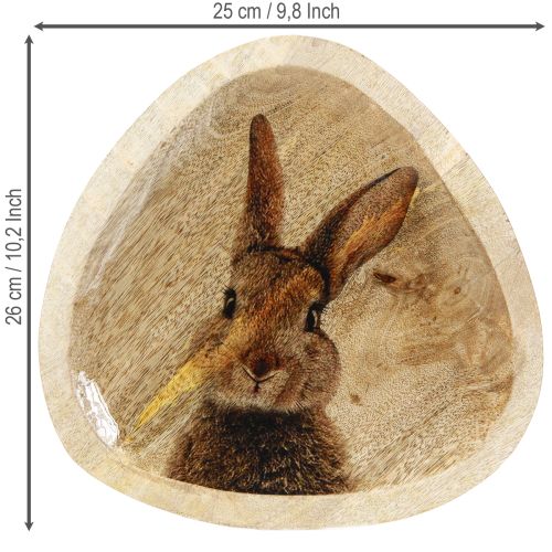 Product Easter Bunny Wooden Plate Egg Shaped Natural 25×26cm