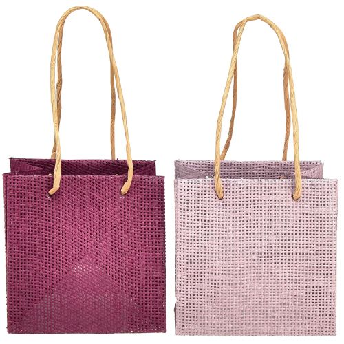Floristik24 Paper Gift Bags Handle Burgundy Pink 12x12cm 8 pcs
