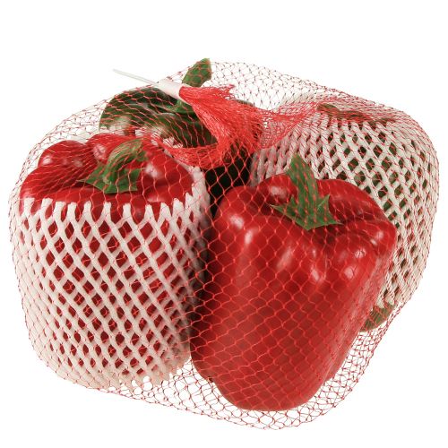 Product Paprika Decoration Red Green Artificial Net Ø8cm H11,5cm 4 pcs