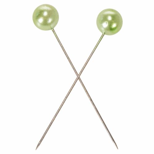 Pearl-headed pins, apple green, Ø10mm, 60mm | Floristik24.ie