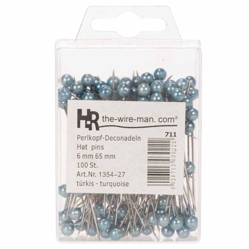 Turquoise pearl-headed pins,